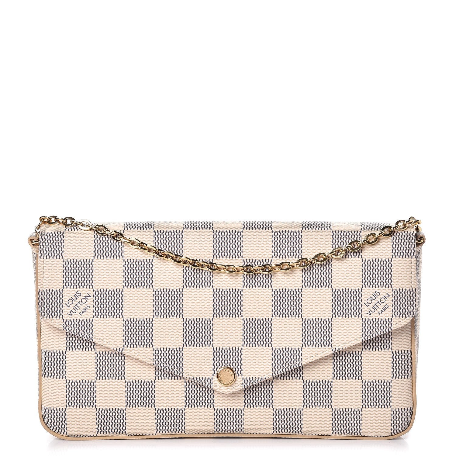 Louis Vuitton Damier Azur Pochette Felicie Chain Wallet Rose Ballerine 1 of 13