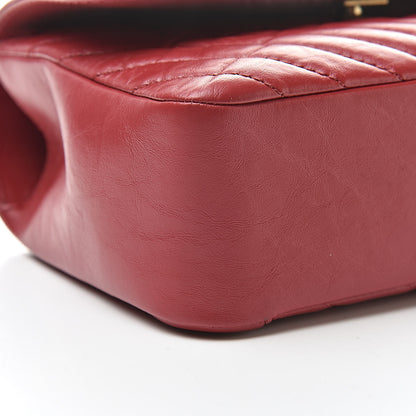 Chanel Calfskin Chevron Quilted Top Handle Flap Red 9 of 10