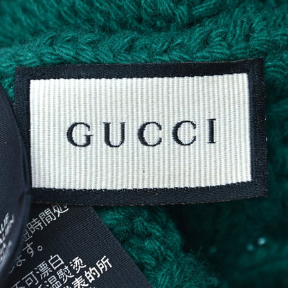 Gucci Wool Cashmere Polyamide Cable Knit Bonhate Beanie Hat M Grass Green Pink 7 of 9