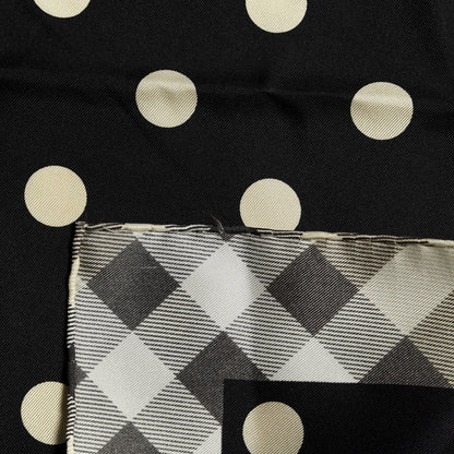 Burberry Silk Nova Polka Dot Square Scarf Black Beige 3 of 4