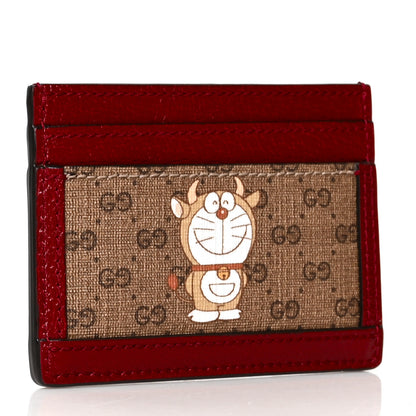 Gucci X DORAEMON Mini Vintage GG Supreme Monogram Card Holder Beige Cherry Red 3 of 7