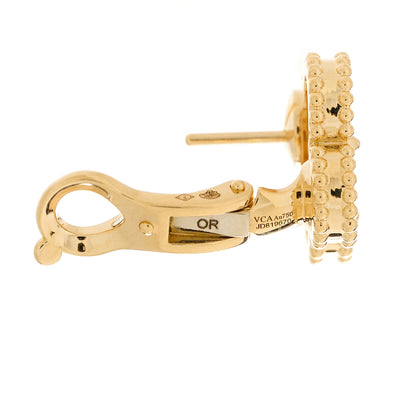 Van Cleef & Arpels 18K Yellow Gold Mother of Pearl Vintage Alhambra Earrings 5 of 5