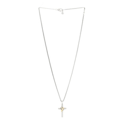 David Yurman Sterling Silver 14K Yellow Gold Diamond 32mm X Cross Pendant Necklace 2 of 4