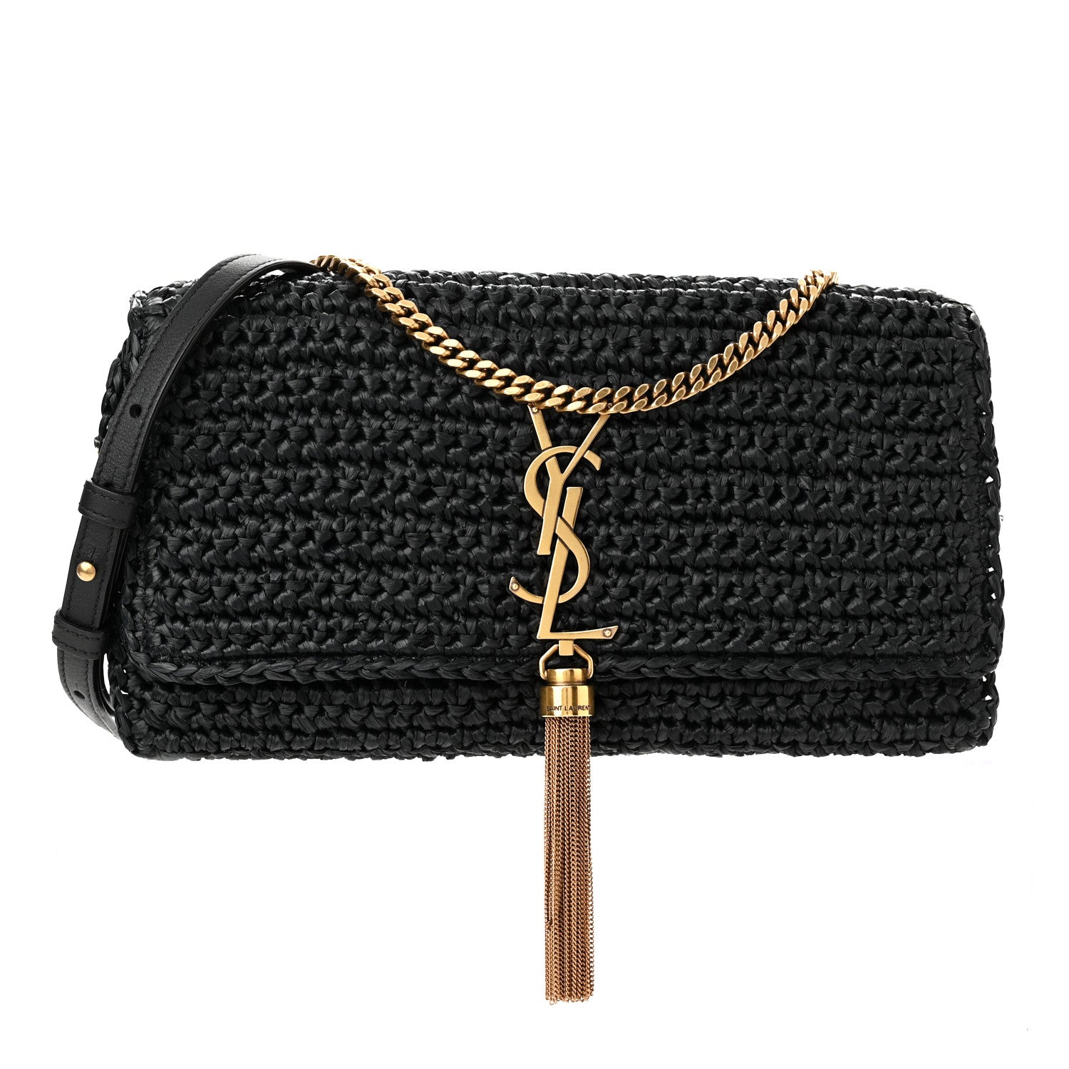 Saint Laurent Raffia Monogram Tassel Kate 99 Black 1 of 12
