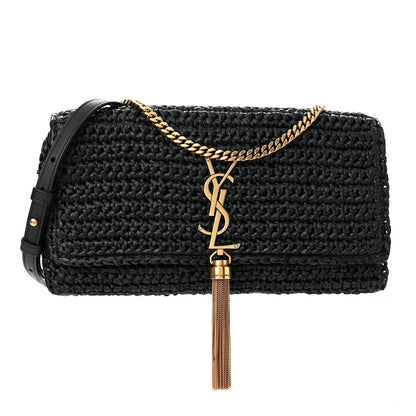 Saint Laurent Raffia Monogram Tassel Kate 99 Black 1 of 12