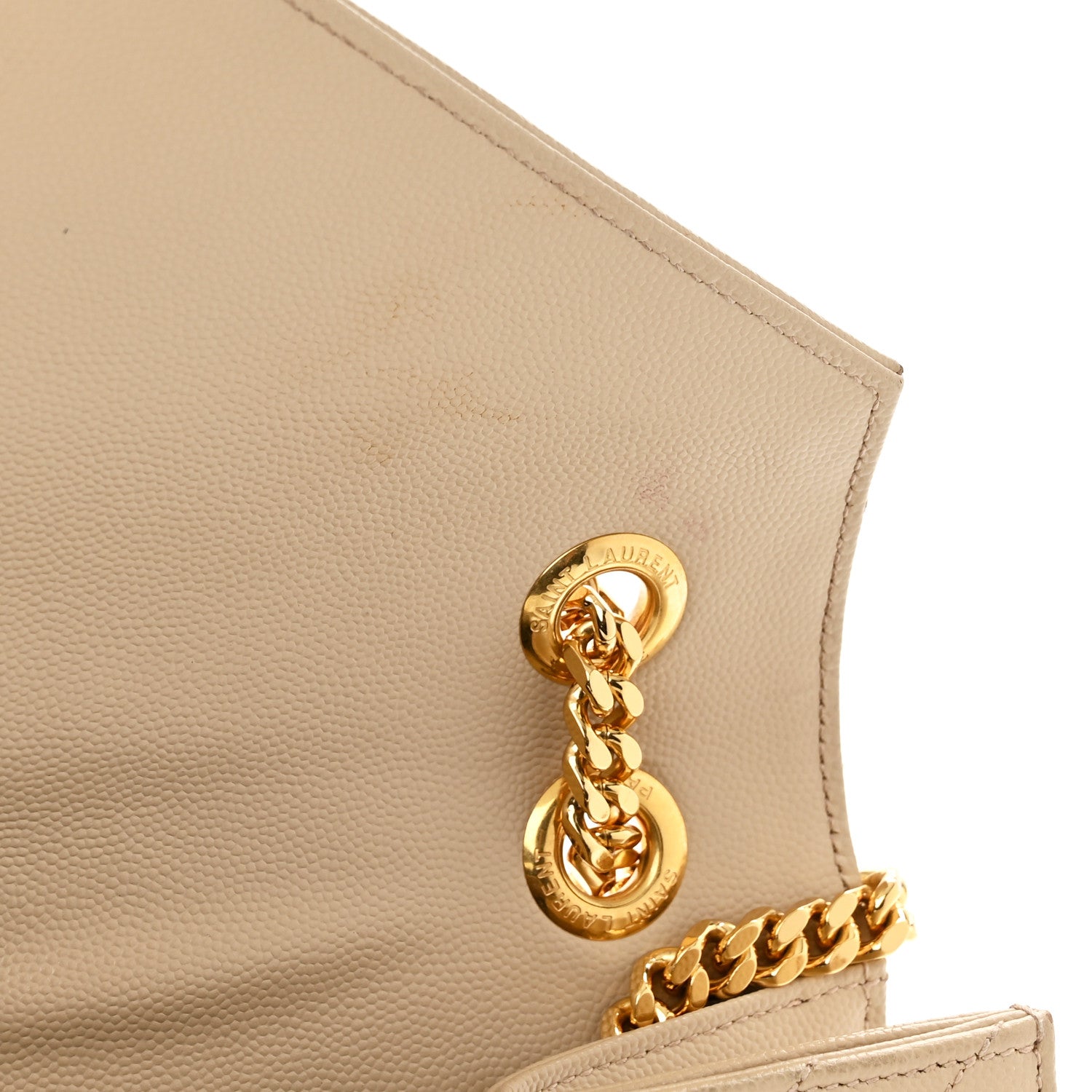 Saint Laurent Grain De Poudre Matelasse Chevron Large Monogram Satchel Dark Beige 13 of 13