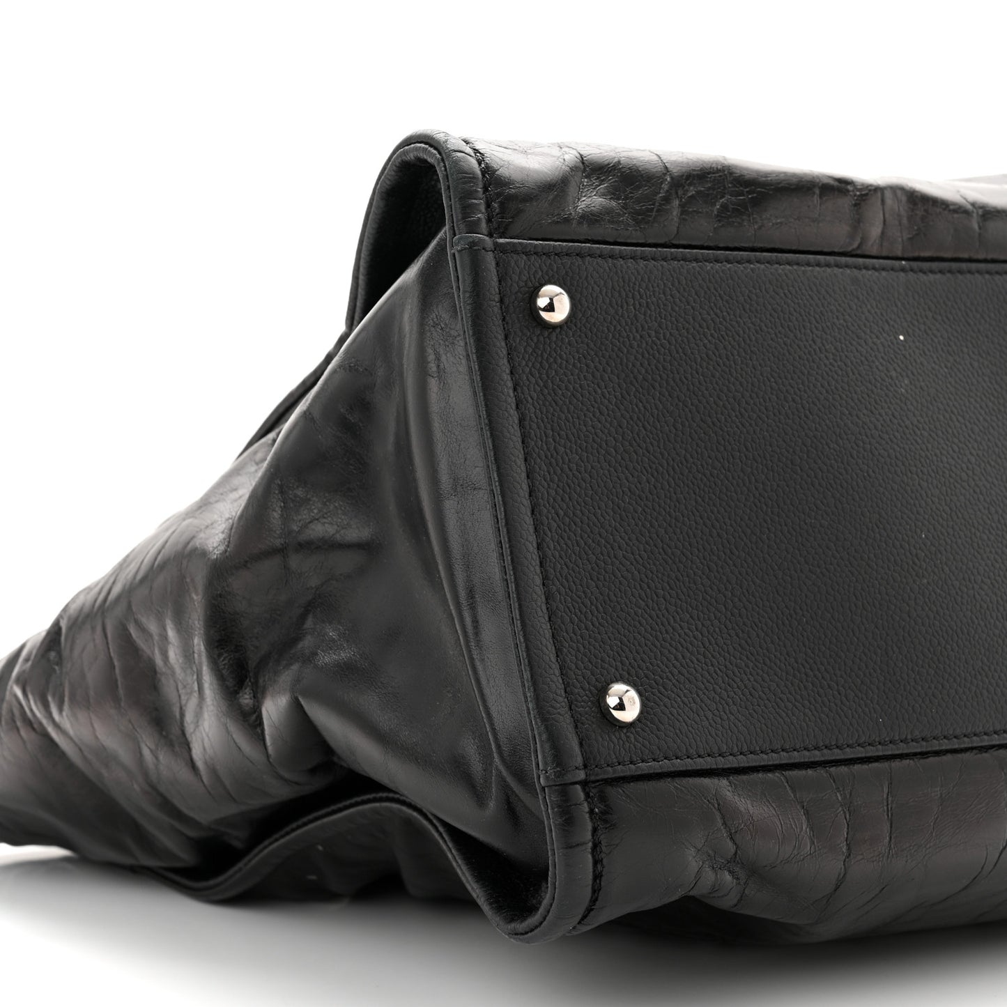 Glazed Calfskin Medium Deauville Tote Black