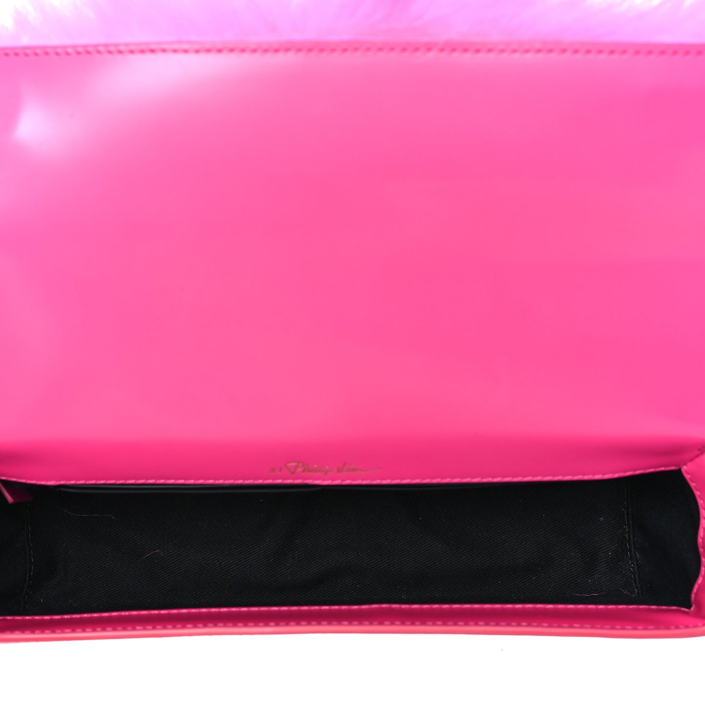 Shearling Calfskin Ray Baguette Crossbody Neon Pink