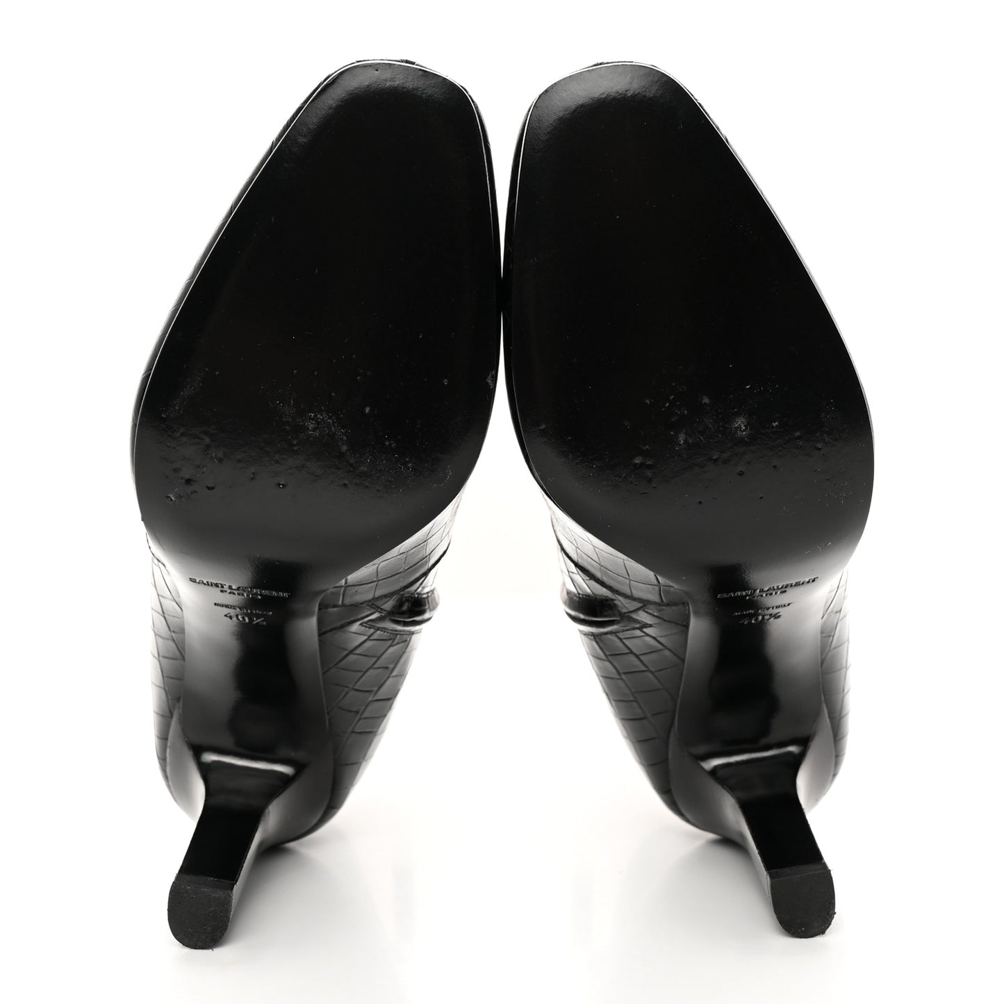 Shiny Crocodile Embossed Jane 90 Zip Booties 40.5 Black