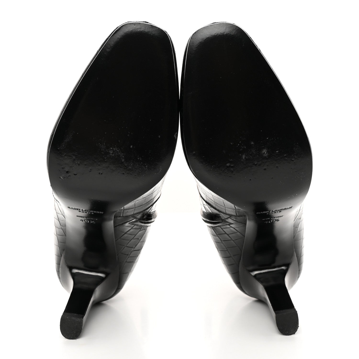Saint Laurent Shiny Crocodile Embossed Jane 90 Zip Booties 40.5 Black 5 of 16