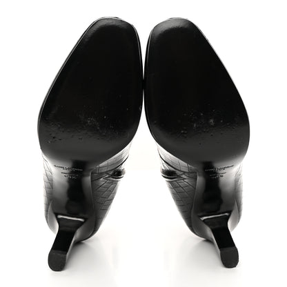 Saint Laurent Shiny Crocodile Embossed Jane 90 Zip Booties 40.5 Black 5 of 16