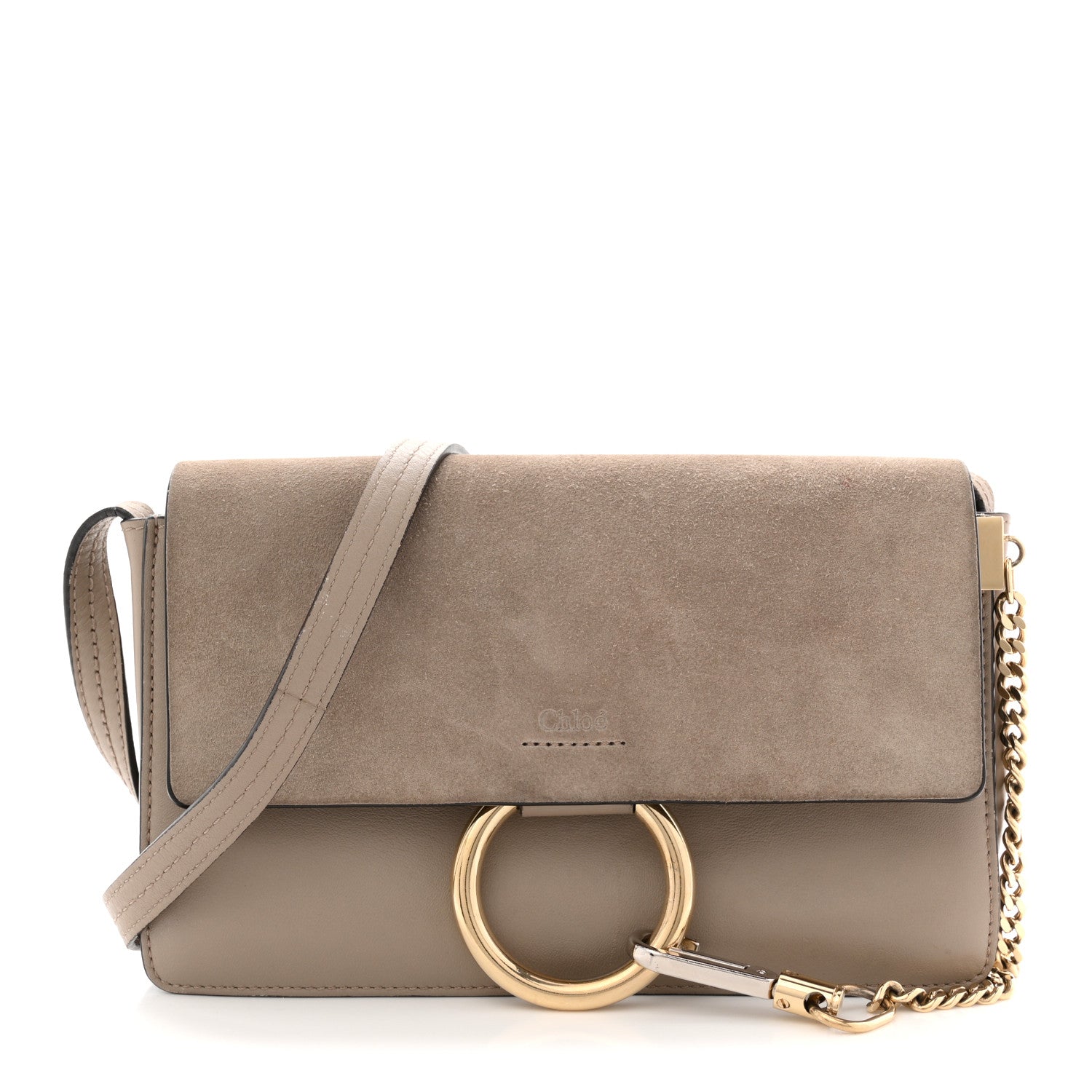 Chloe Suede Calfskin Small Faye Shoulder Bag Motty Grey 1 of 13