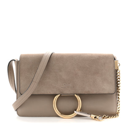 Chloe Suede Calfskin Small Faye Shoulder Bag Motty Grey 1 of 13