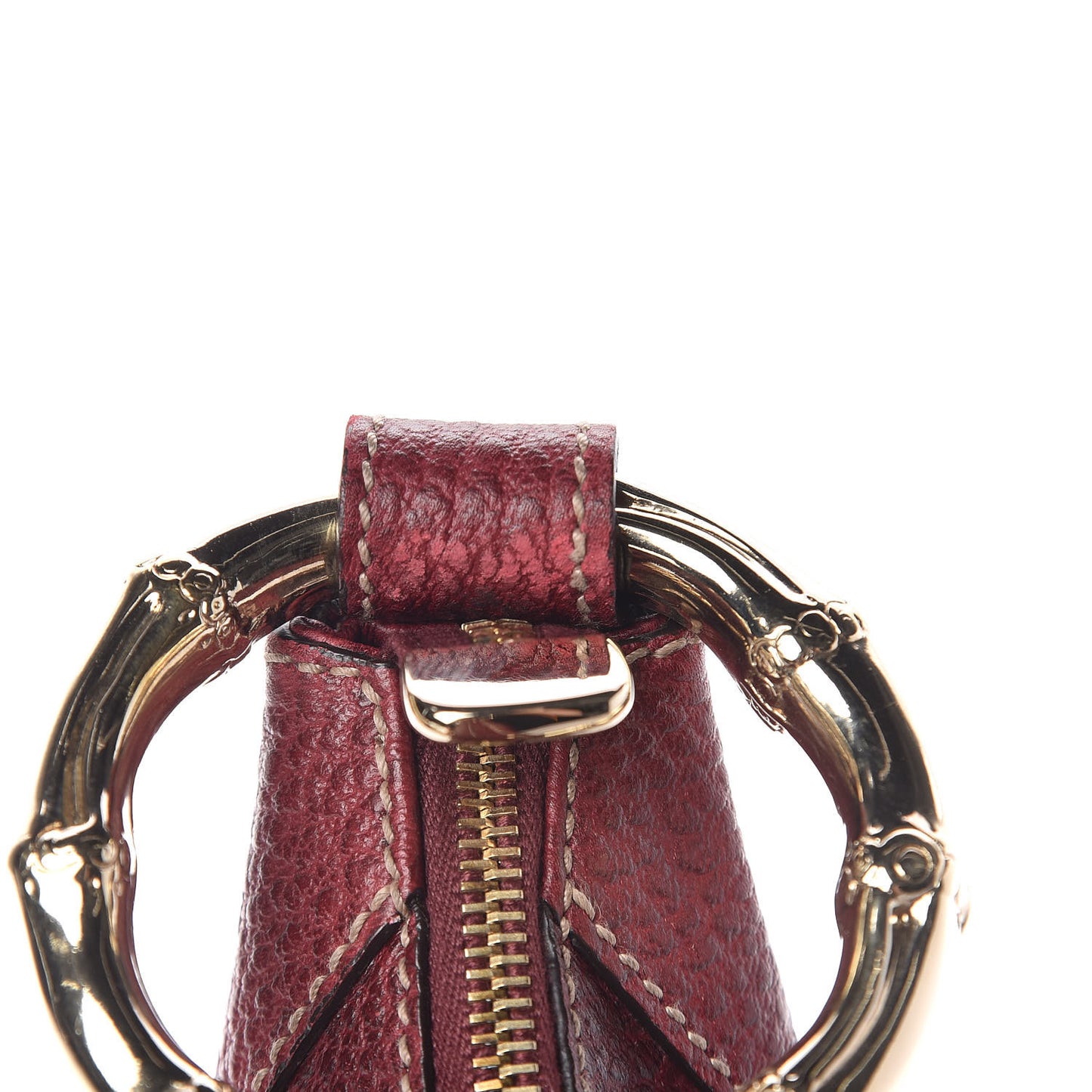 Calfskin Bamboo Ring Hobo Aubergine