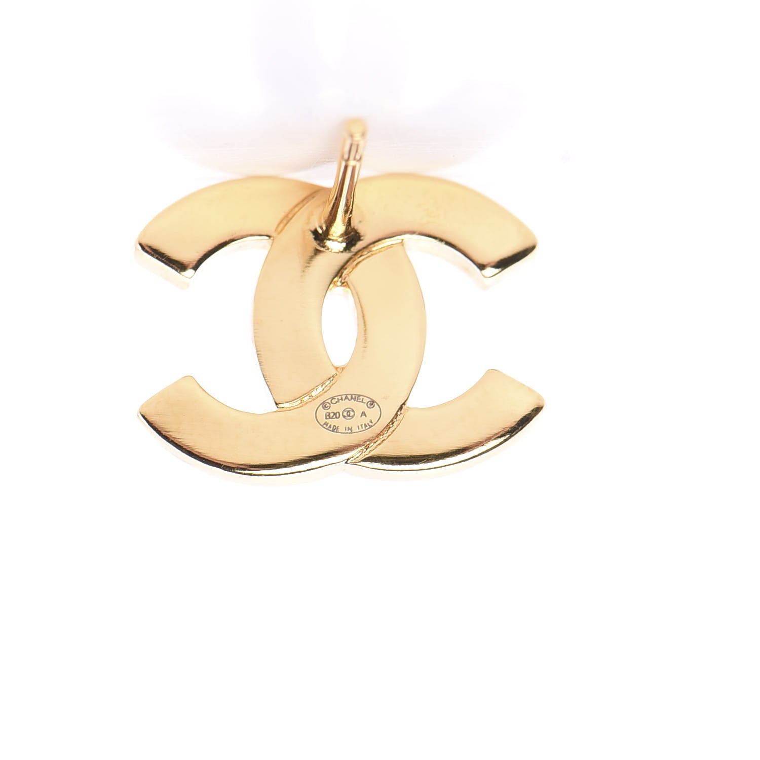 Chanel Metal CC Paris Button Stud Earrings Gold 4 of 5