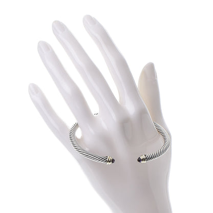 David Yurman Sterling Silver 14K Yellow Gold Amethyst 5mm Cable Classics Petite Color Bracelet 2 of 5