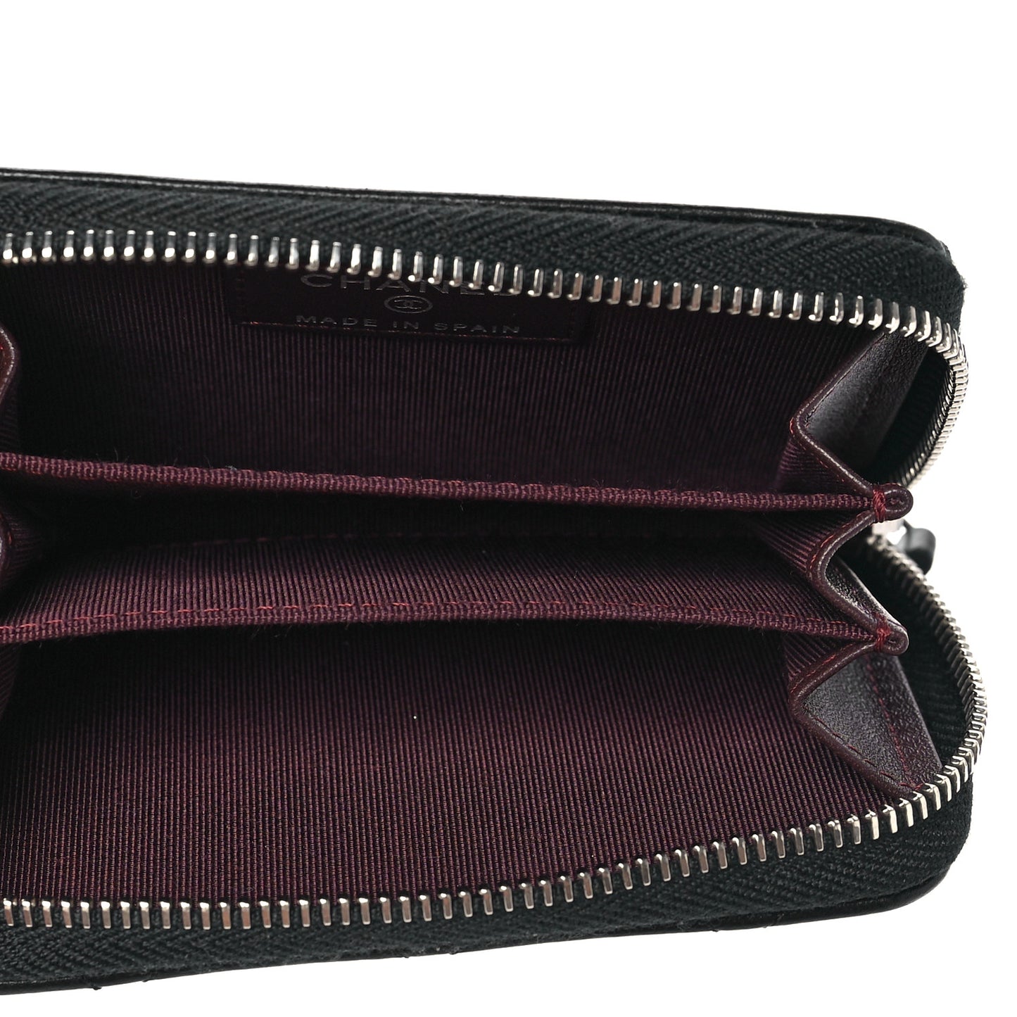 Lambskin Quilted Zip Coin Purse Black