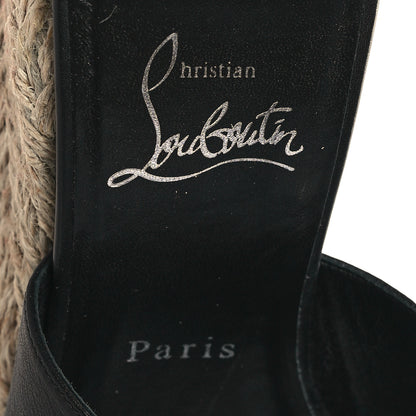 Christian Louboutin Calfskin Ariella Zeppa 130 Espadrille Sandals 40 Black Naturel 7 of 7