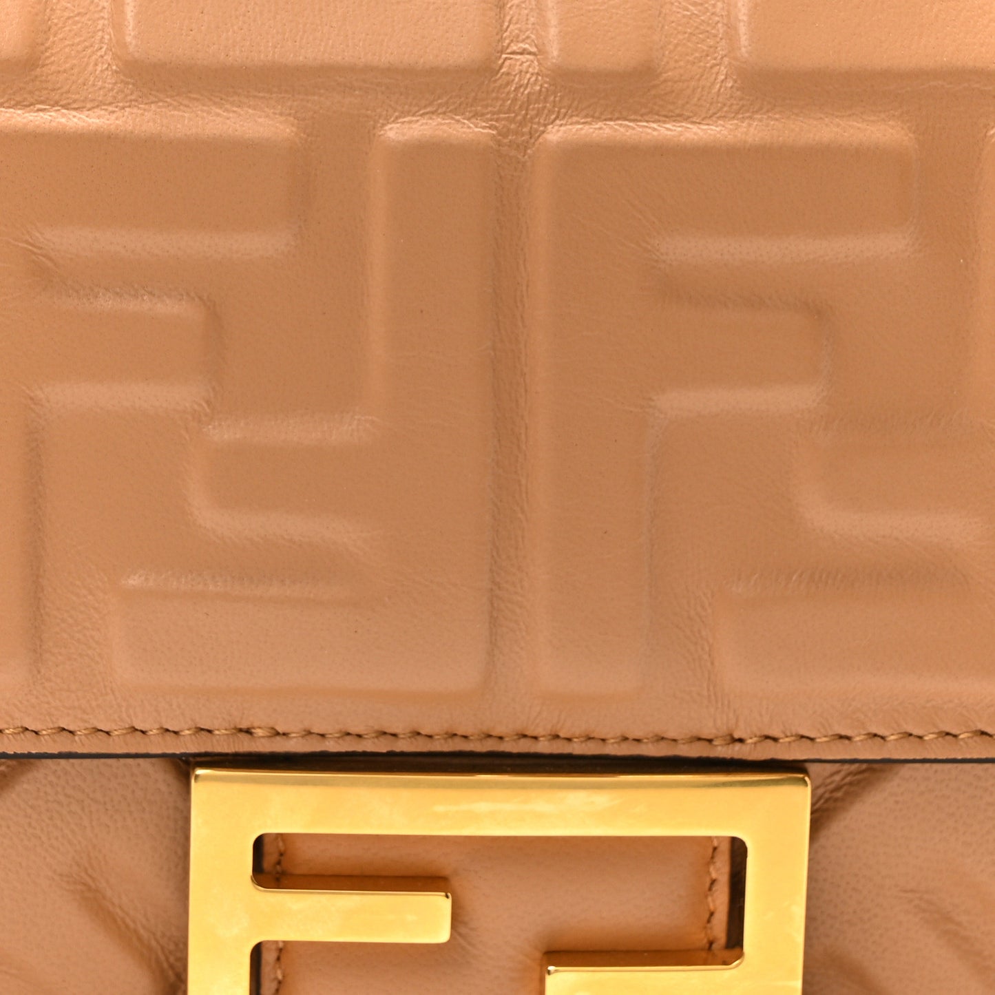 Nappa FF 1974 Embossed Baguette Miele Scuro
