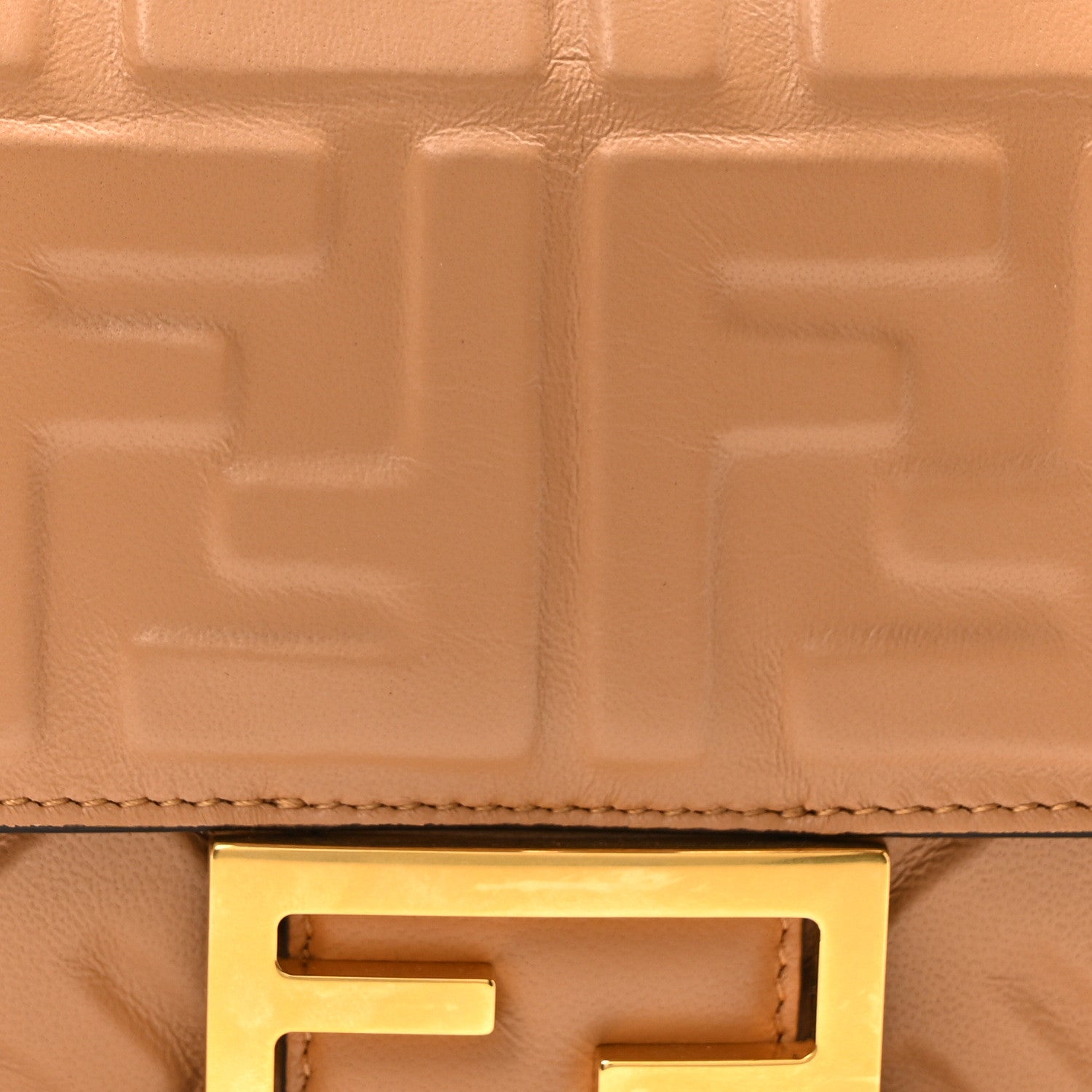 Fendi Nappa FF 1974 Embossed Baguette Miele Scuro 8 of 10