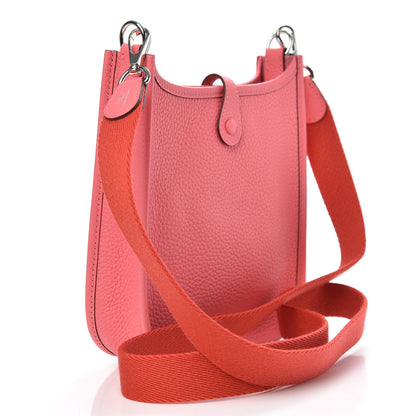 Hermes Taurillon Clemence Amazone Evelyne TPM Rose Azalee Rouge Pivoine 3 of 10