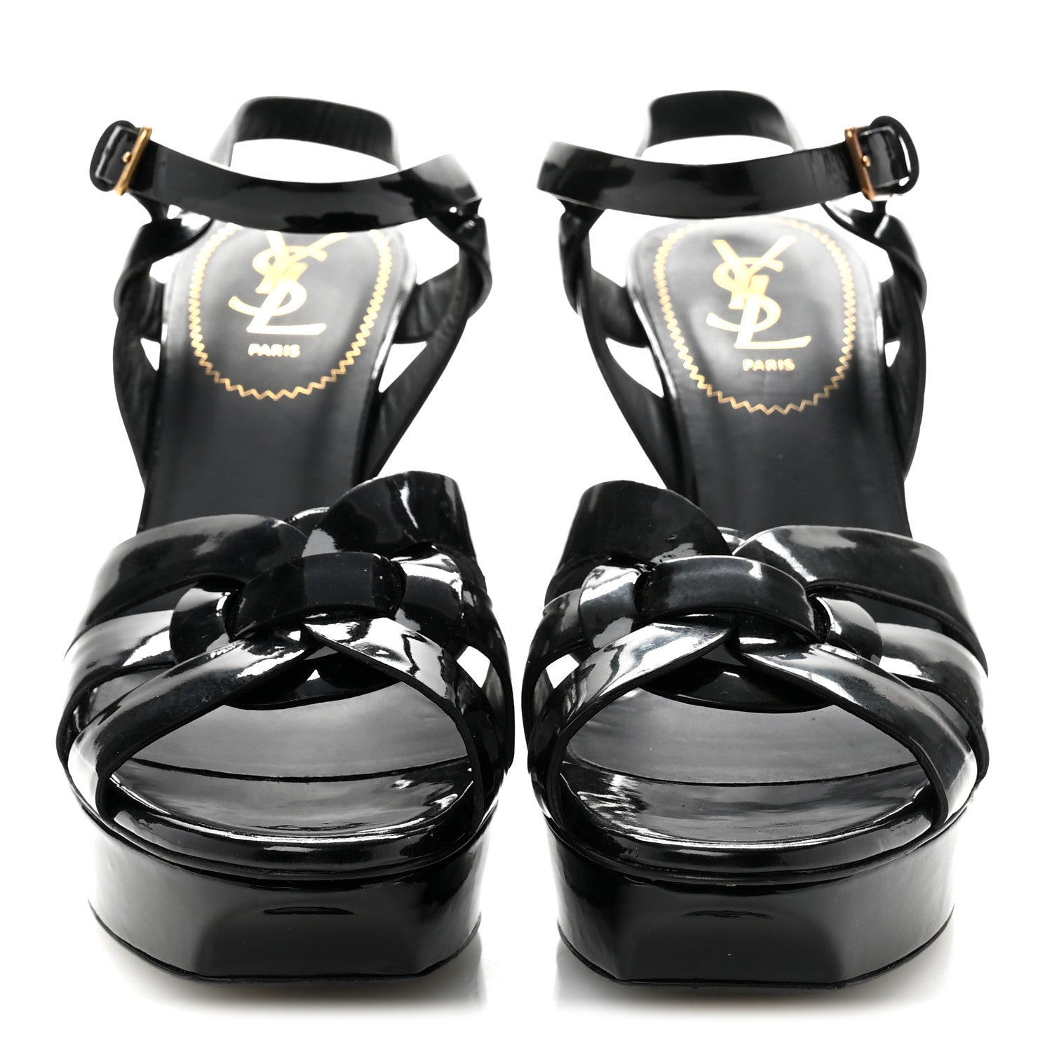 Saint Laurent Patent Tribute 105 Platform Sandals 38 Black 3 of 11