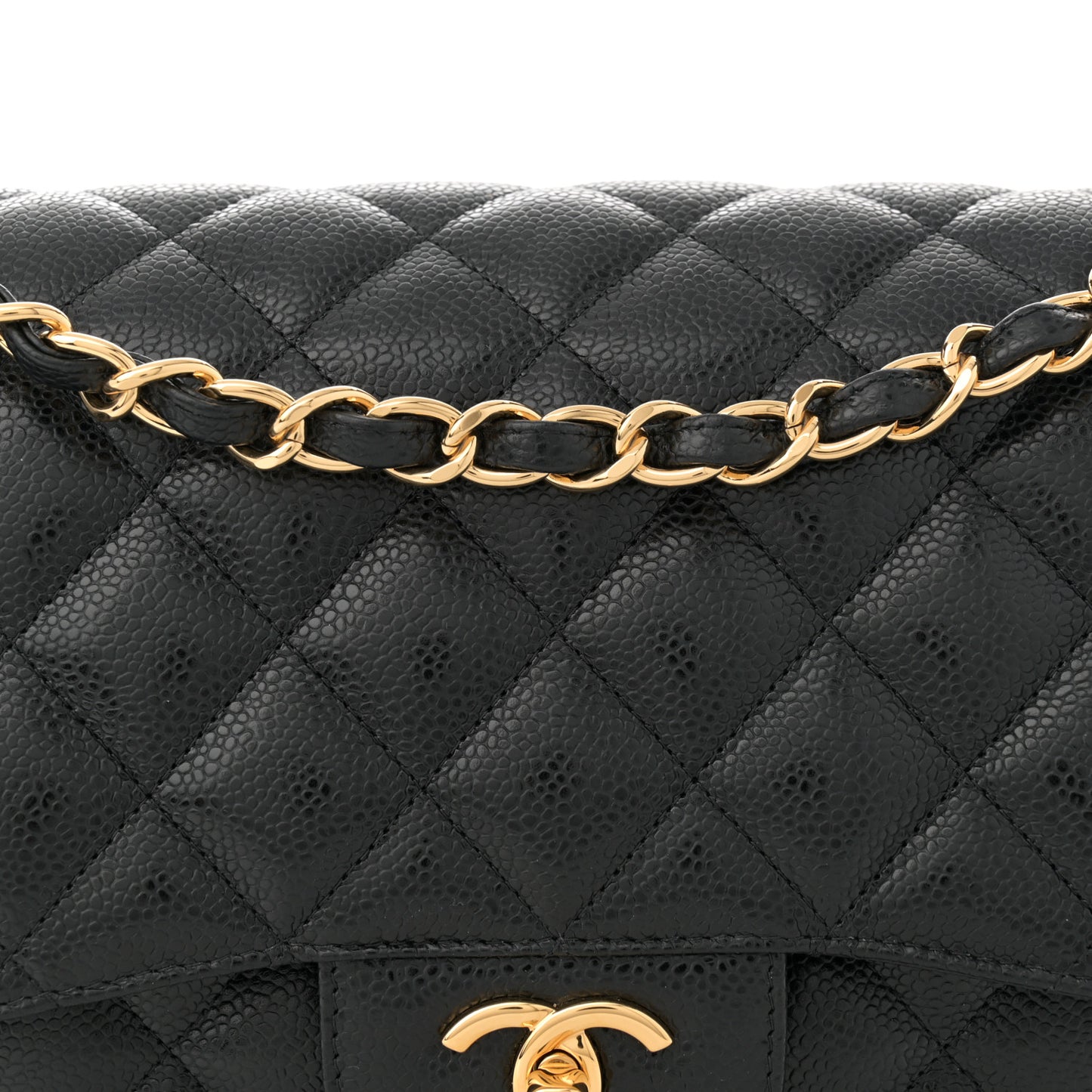 Caviar Quilted Jumbo Double Flap Black