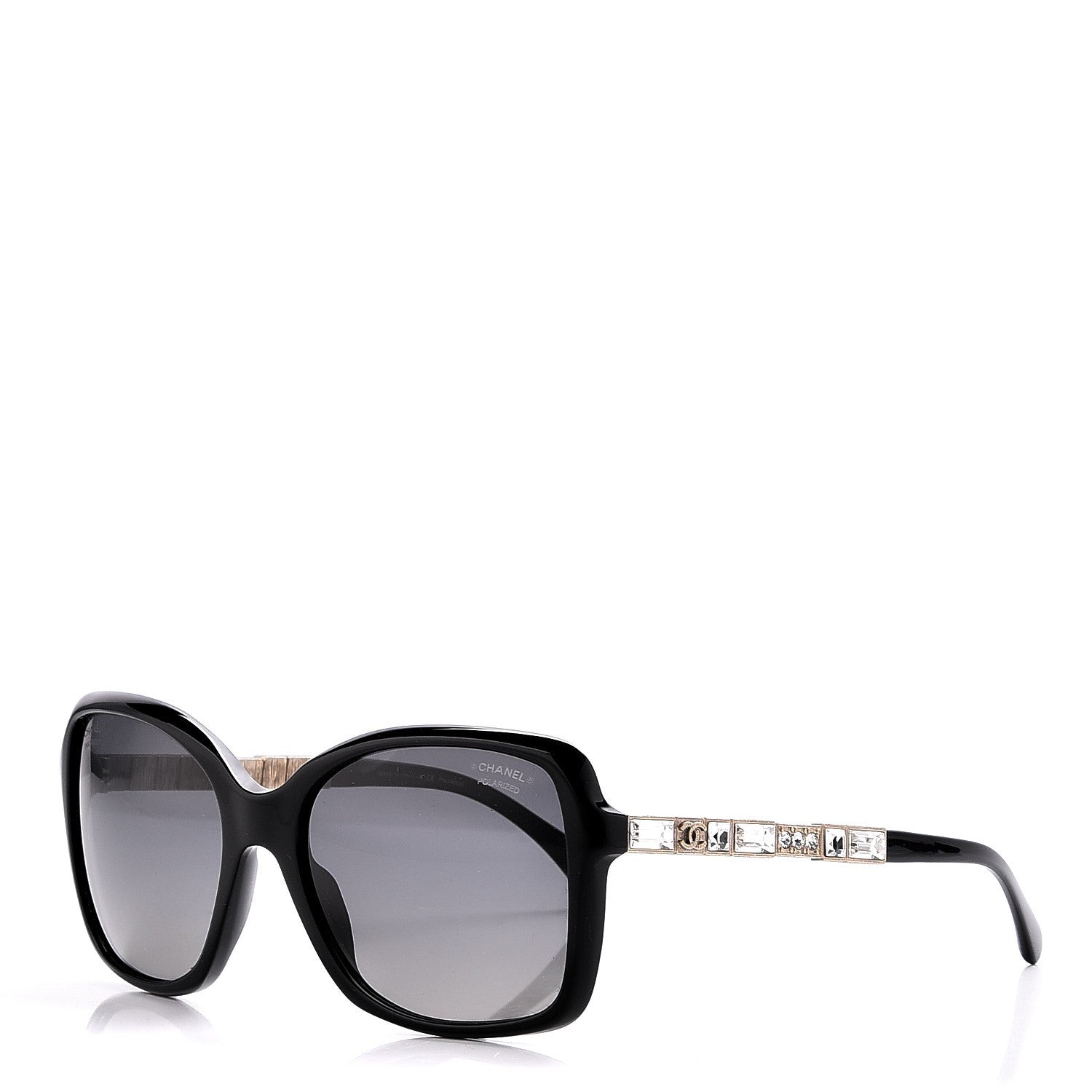 Chanel Crystal Baguette Polarized Square Sunglasses 5308-B Black 1 of 18