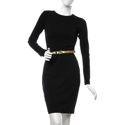 Gucci Calfskin Crystal Embellished Double G Belt 75 30 Gold 2 of 6