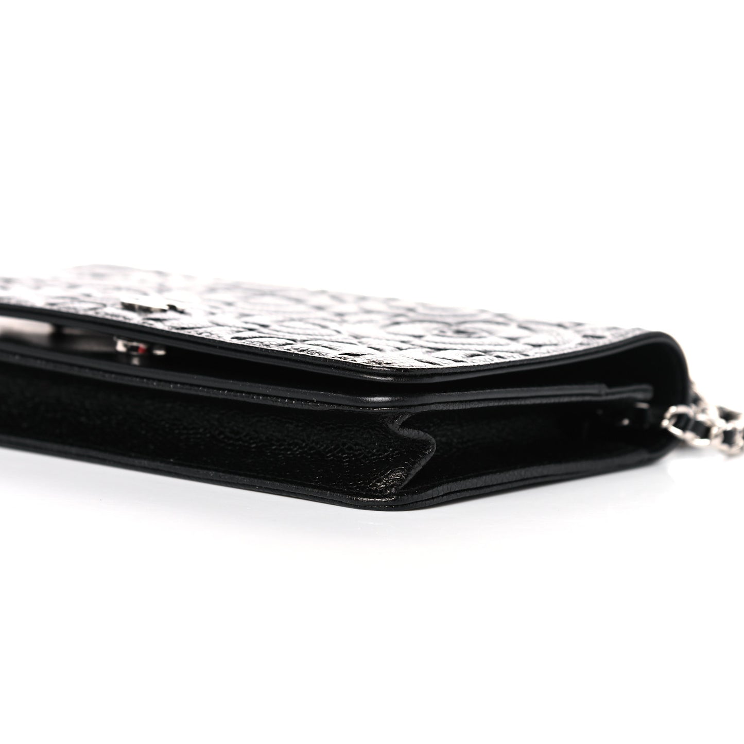 Caviar Camellia Embossed Wallet On Chain WOC Black