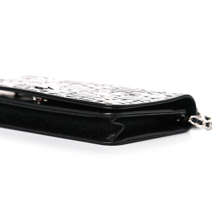 Chanel Caviar Camellia Embossed Wallet On Chain WOC Black 5 of 10
