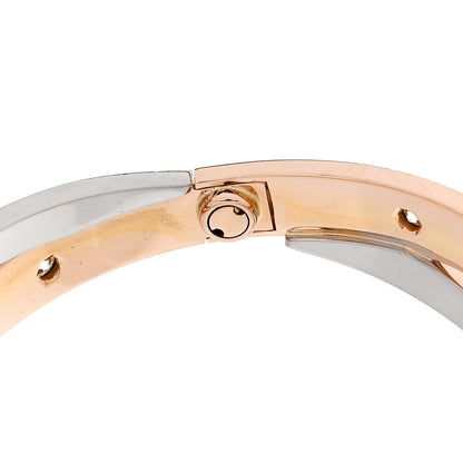 Cartier 18K Pink White Gold 12 Diamond Double LOVE Bracelet 17 7 of 9