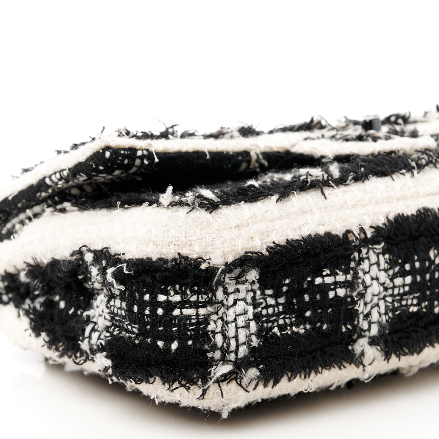 Chanel Tweed Quilted Tartan Medium Double Flap Black White 10 of 11