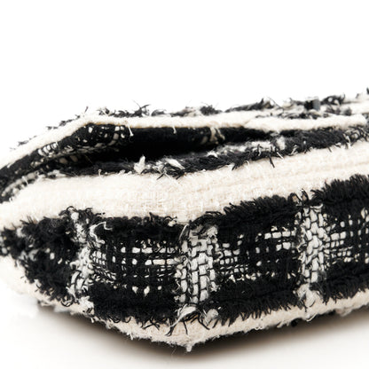Chanel Tweed Quilted Tartan Medium Double Flap Black White 10 of 11