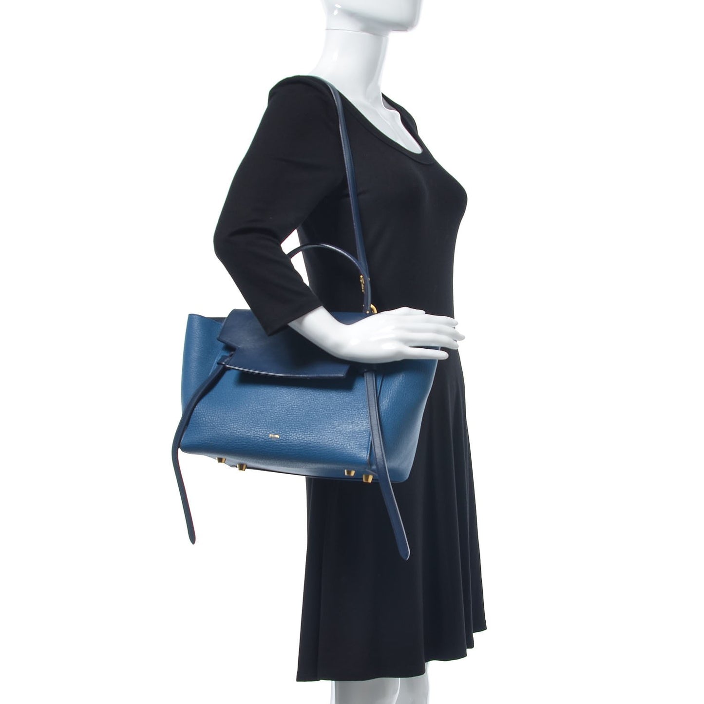 Goatskin Smooth Calfskin Mini Belt Bag Sea Blue