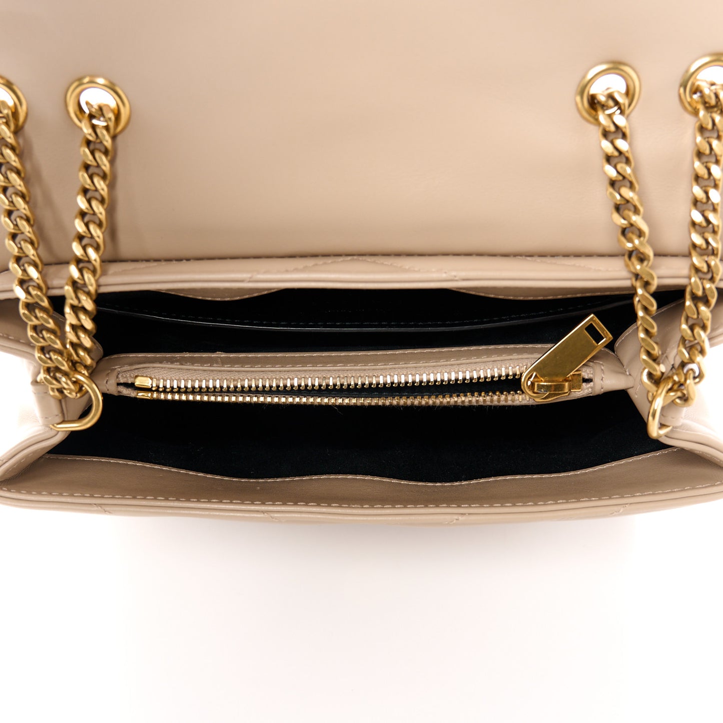 Calfskin Y Quilted Monogram Small Loulou Chain Satchel Dark Beige