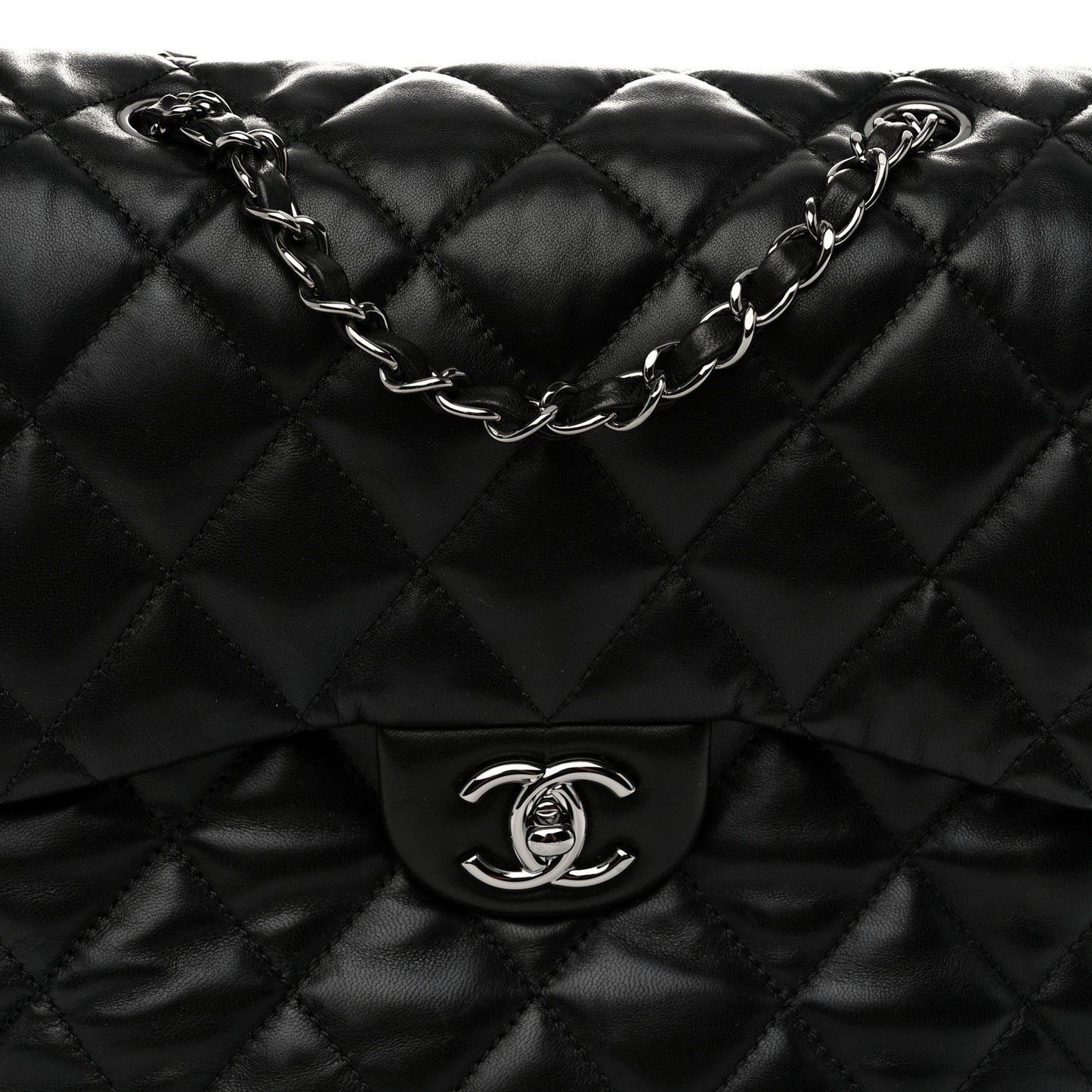 Lambskin Quilted Large Chanel 3 Flap Black