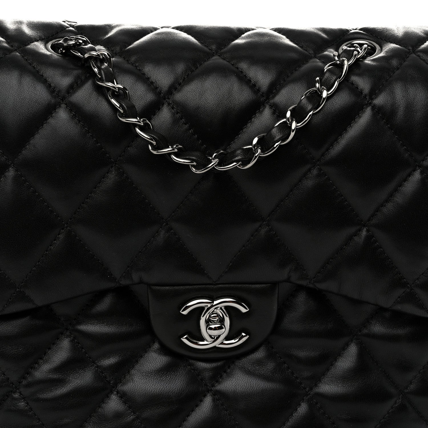 Chanel Lambskin Quilted Large Chanel 3 Flap Black 7 of 10
