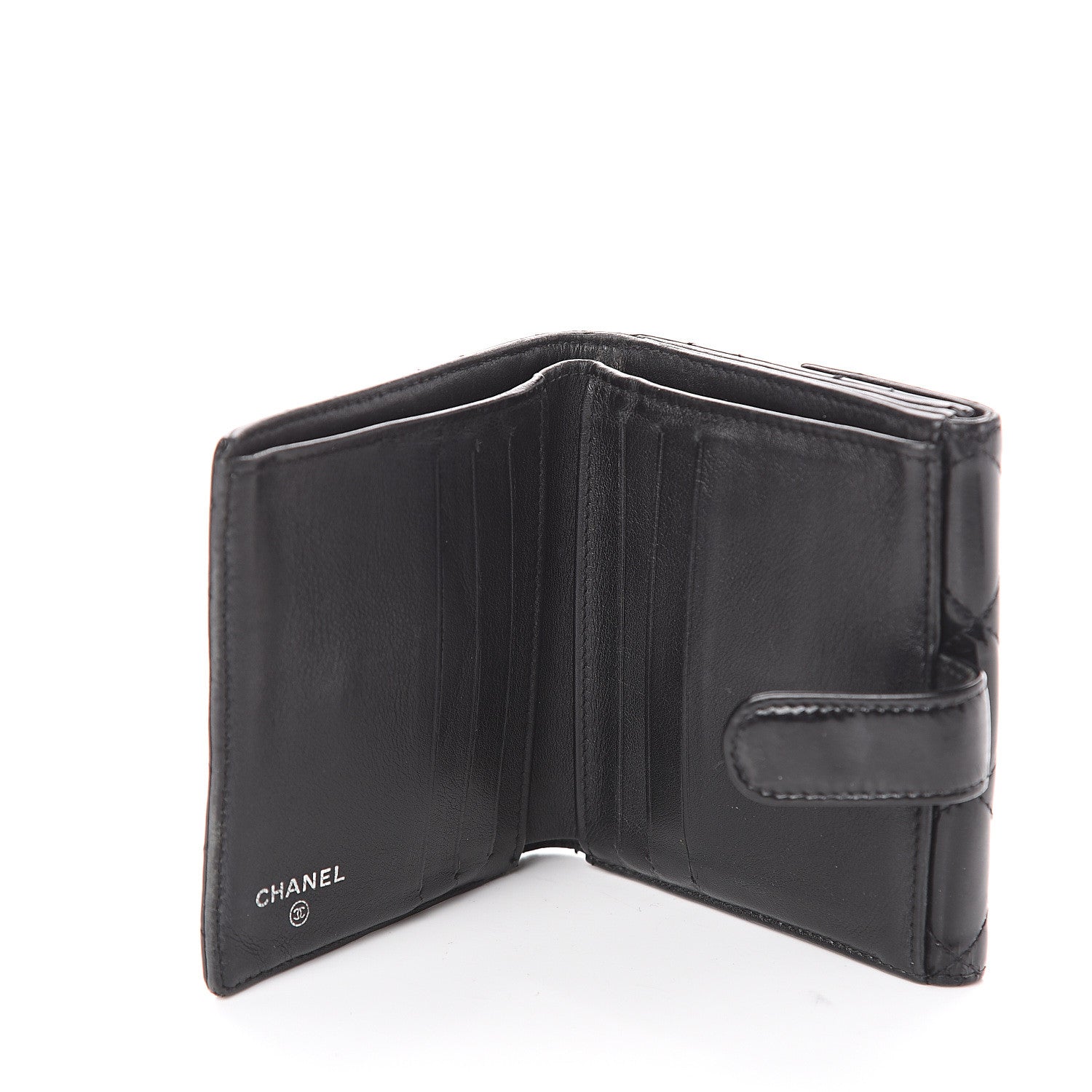Chanel Patent Quilted Compact French Flap Wallet Black 4 of 7