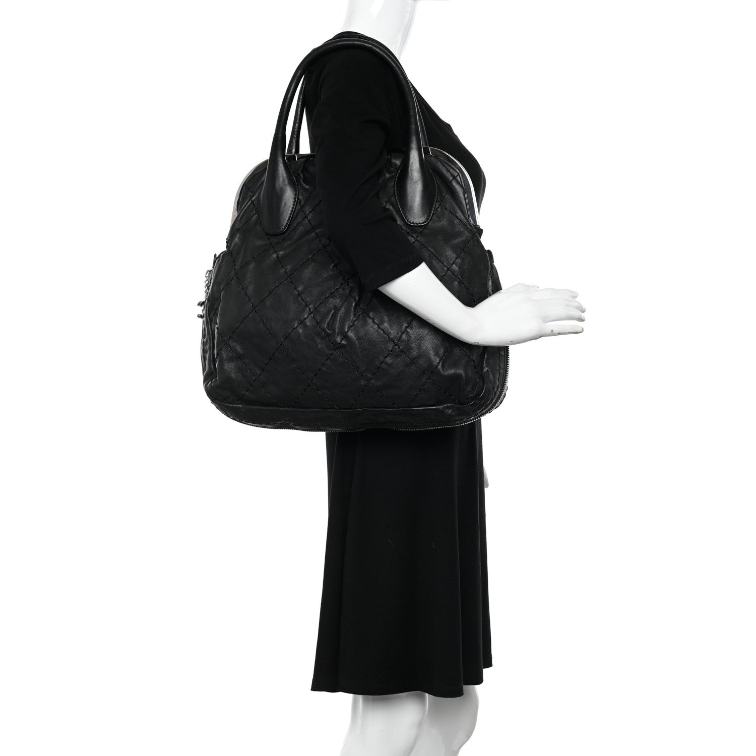 Chanel Calfskin Stitched Expandable Frame Bag Black 2 of 11
