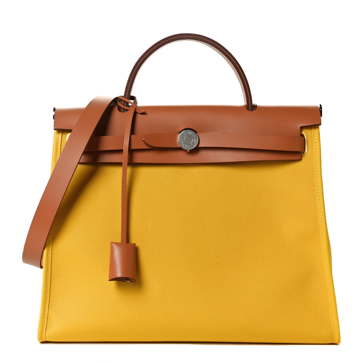 Hermes Vache Hunter Toile Officier Herbag Zip PM 31 PM Natural Jaune De Naples 1 of 12