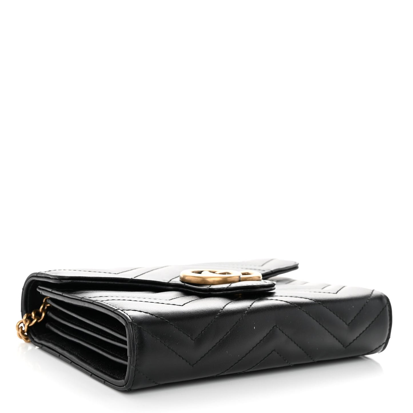 Calfskin Matelasse GG Marmont Chain Wallet Black