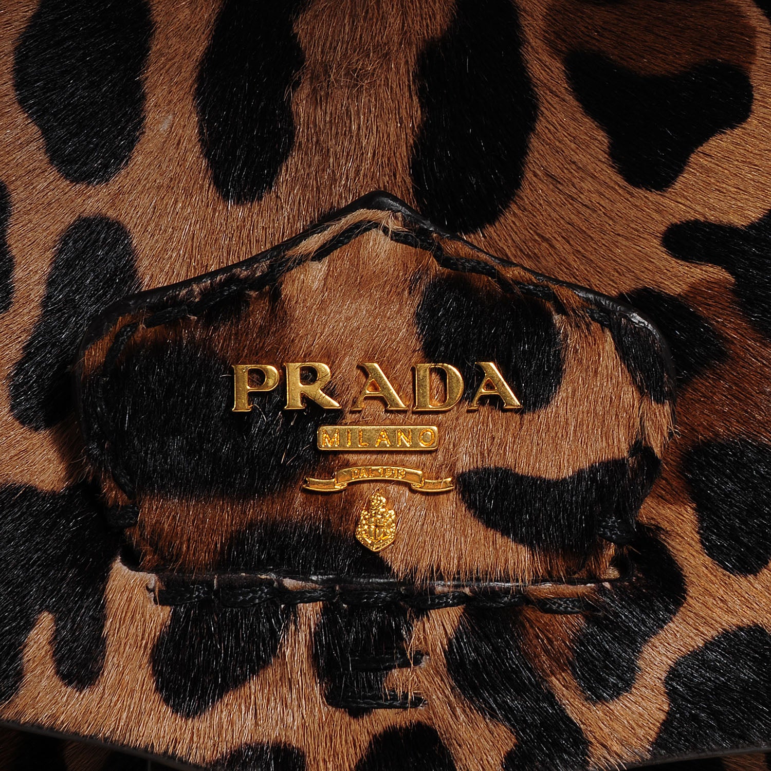 Prada Calf Hair Leopard Print Pushlock Envelope Clutch Miele 9 of 9