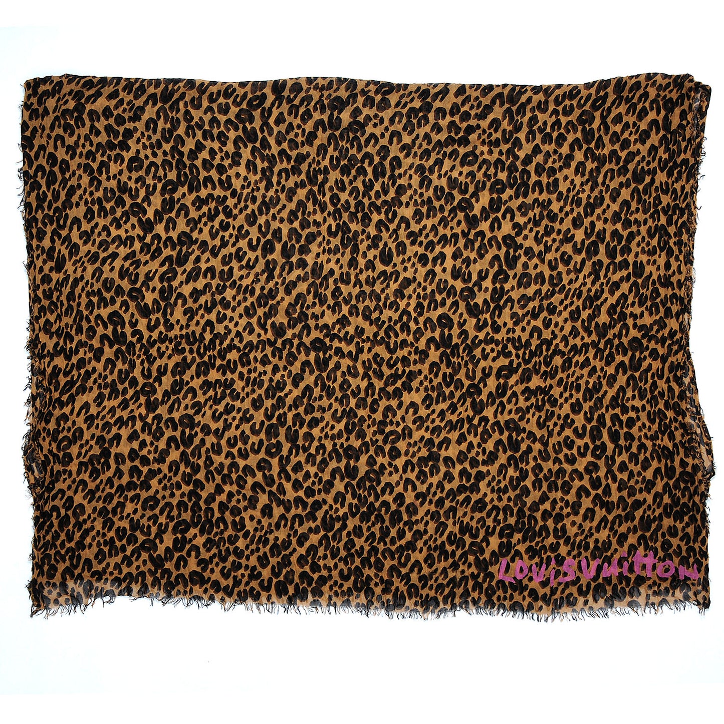 Cashmere Silk Leopard Stole Brown