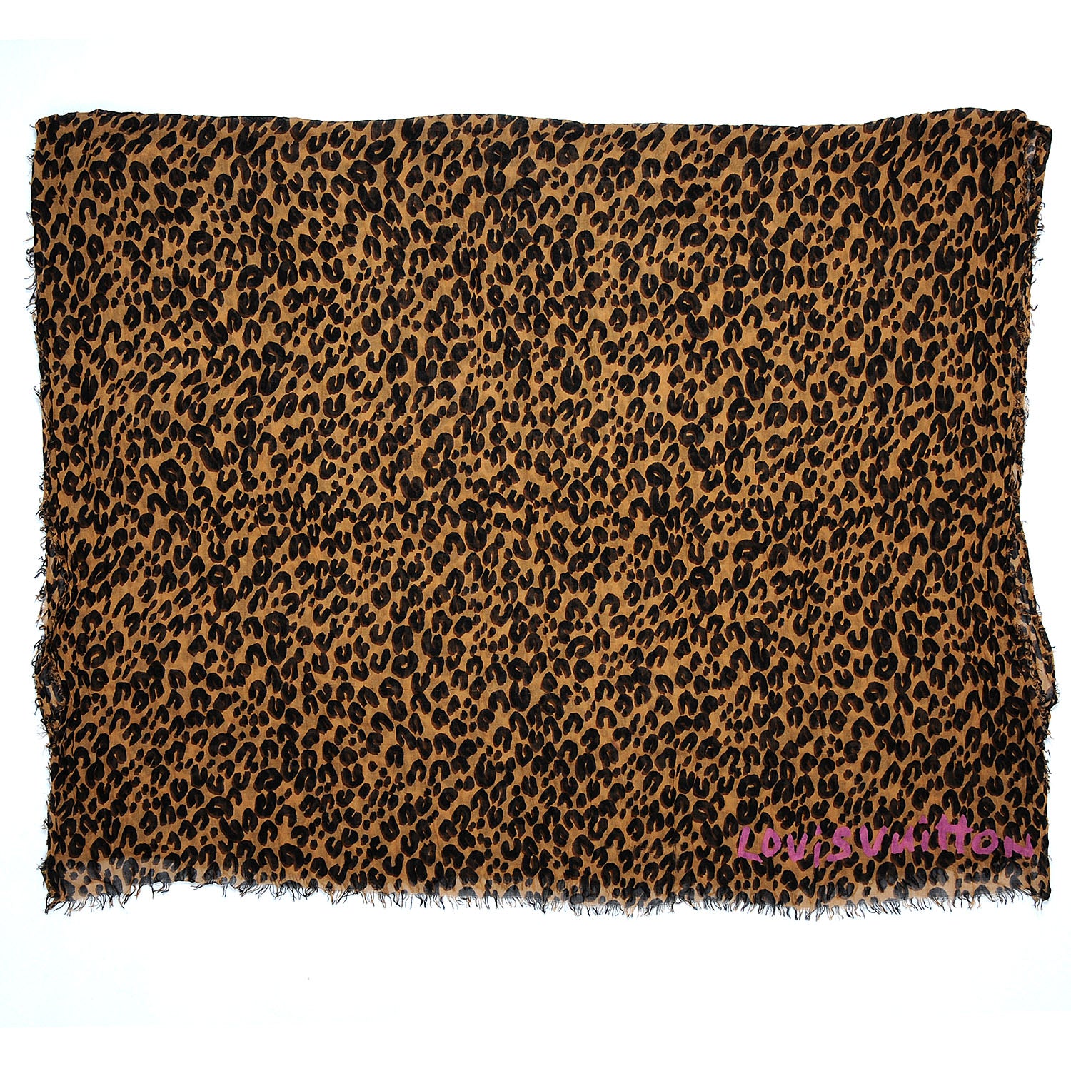 Louis Vuitton Cashmere Silk Leopard Stole Brown 4 of 7