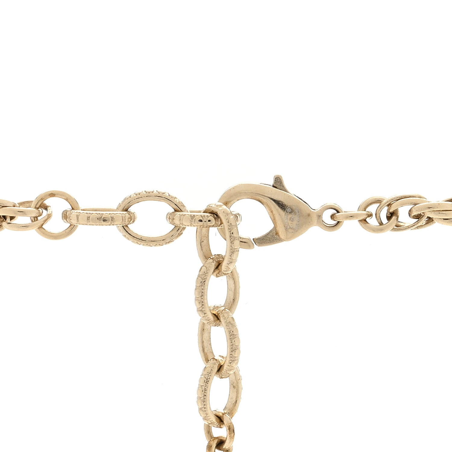 Chanel Metal Pearl CC Medallion Necklace Light Gold White 3 of 4