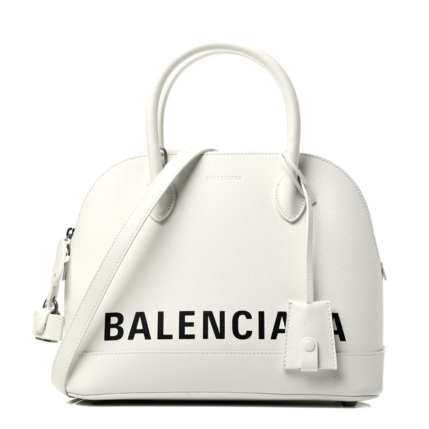 Balenciaga Grained Calfskin Logo S Ville Top Handle Bag White Black 1 of 3