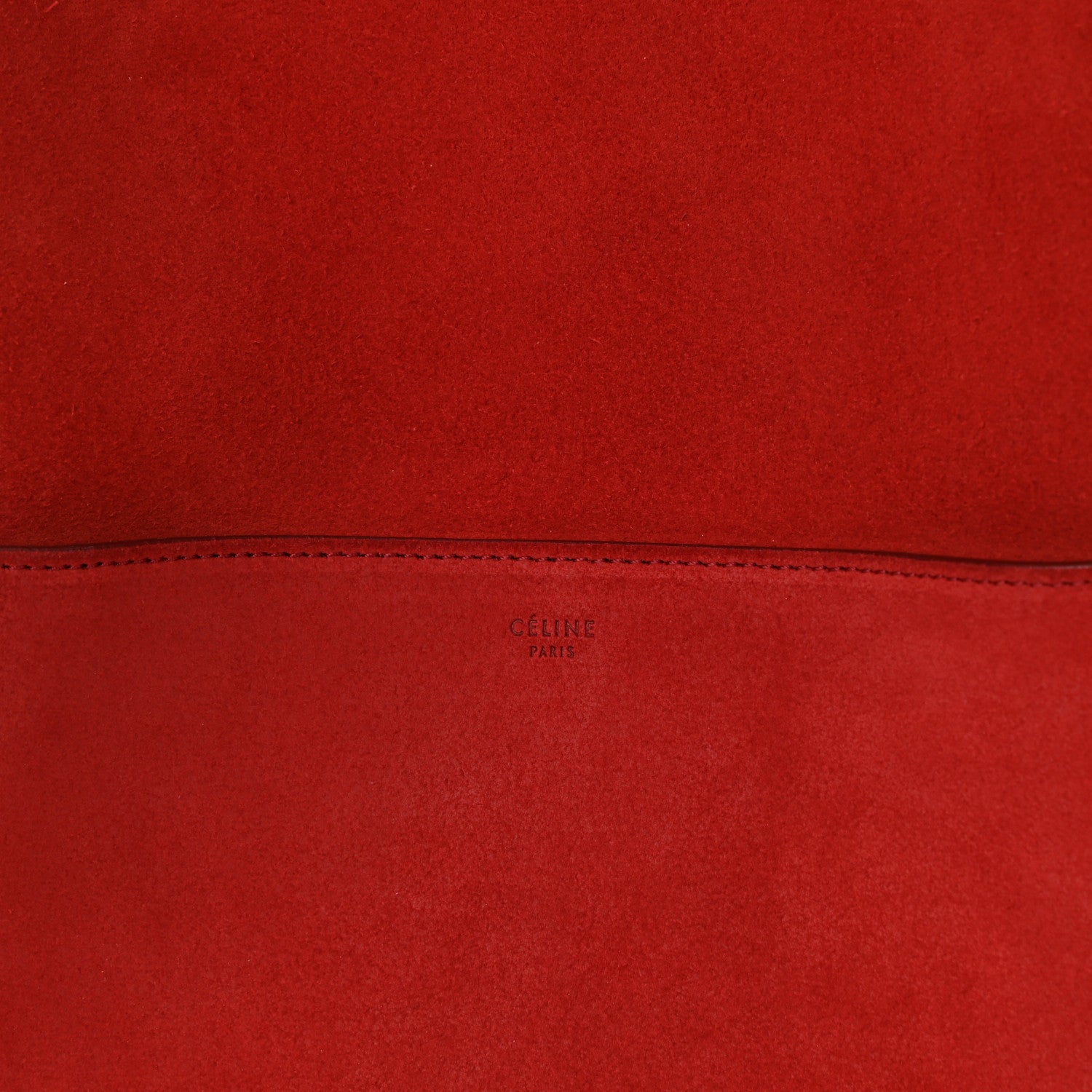 Celine Suede Calfskin Sangle Bucket Bag Red 7 of 10