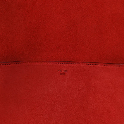 Celine Suede Calfskin Sangle Bucket Bag Red 7 of 10
