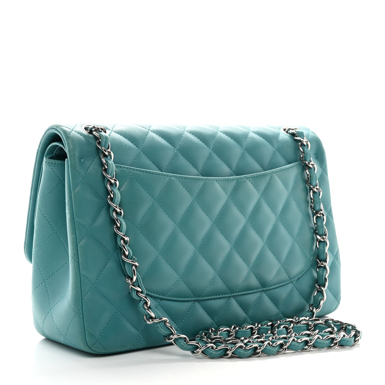 Chanel Lambskin Quilted Jumbo Double Flap Turquoise 3 of 14